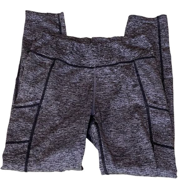 🎈Gray Black Marled Leggings Tech Pockets - Picture 1 of 4